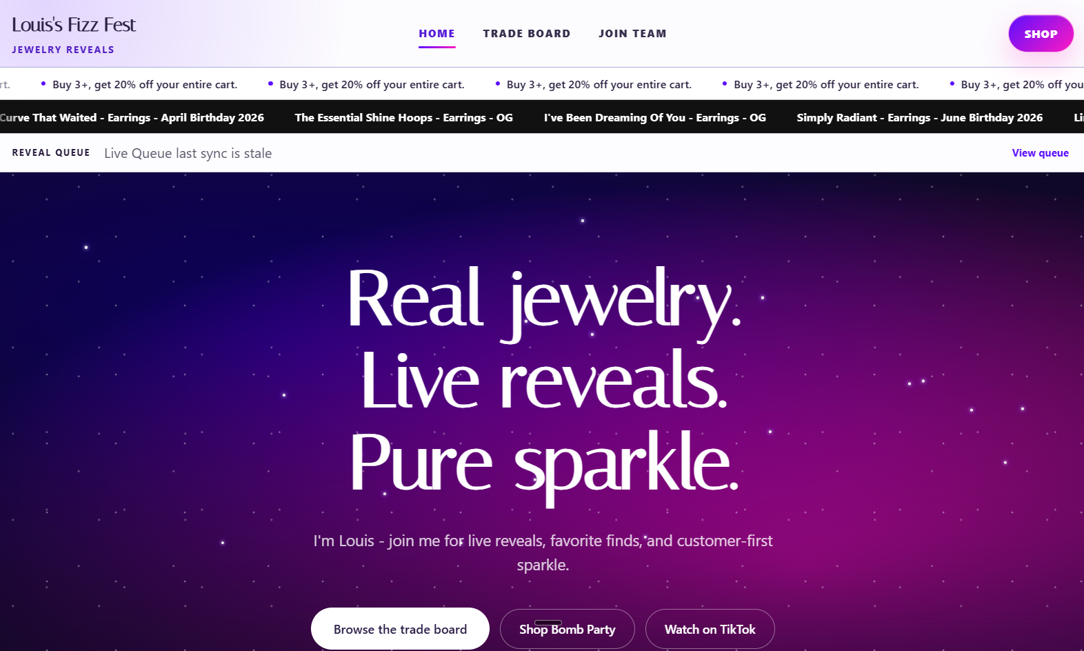 Violet customer-facing Sparkle Suite site preview.